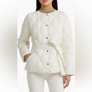 Ralph Lauren Cream Belted Puffer Jacket